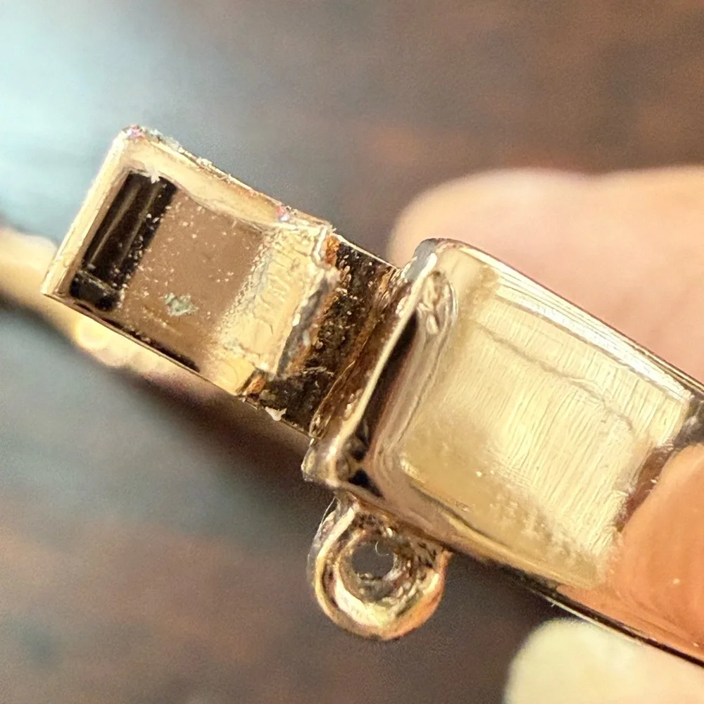 Givenchy Crystal Glass Diamond Rose Tone Gold Hinged Bangle Bracelet - Picture 5 of 6